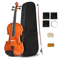 16 Inch MA250 Acoustic Viola, Varnish Solid Wood Viola with Case, Bow, Rosin, Musical Instrument Viola Set for Adults, Beginners Students

