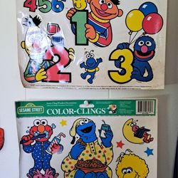 Vtg 1997 Sesame Street Color Clings 