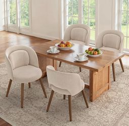 4X Light Brown fabric dining chairs