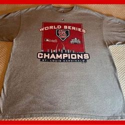 St Louis Cardinals 2011 World Series Baseball Championship 2XL Gray Mens Majestic T-Shirt