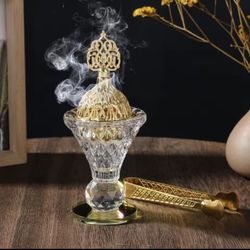 Large Capacity Artificial Crystal Incense Burner Candle Hold with Lid Aromatherapy Diffuser Party Incense Holder