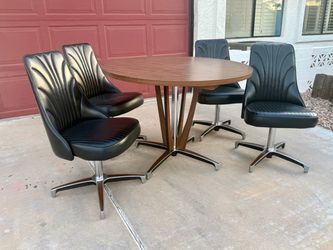 1960’s Chromcraft MCM Dining Set - 4 Swivel Chairs + 41” Table