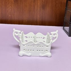 Vintage White Porcelain Divided caddy tray for sugar or tea bag