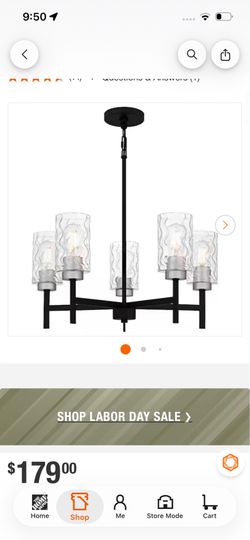 DSI LIGHTING Elara 5-Light Matte Black and Brushed Nickel Chandelier with Clear Textured Glass Shades