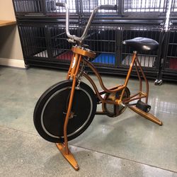 Vintage 1974 Schwinn “Exerciser” stationary bike manufactured by the original Schwinn Bicycle Company in Chicago.