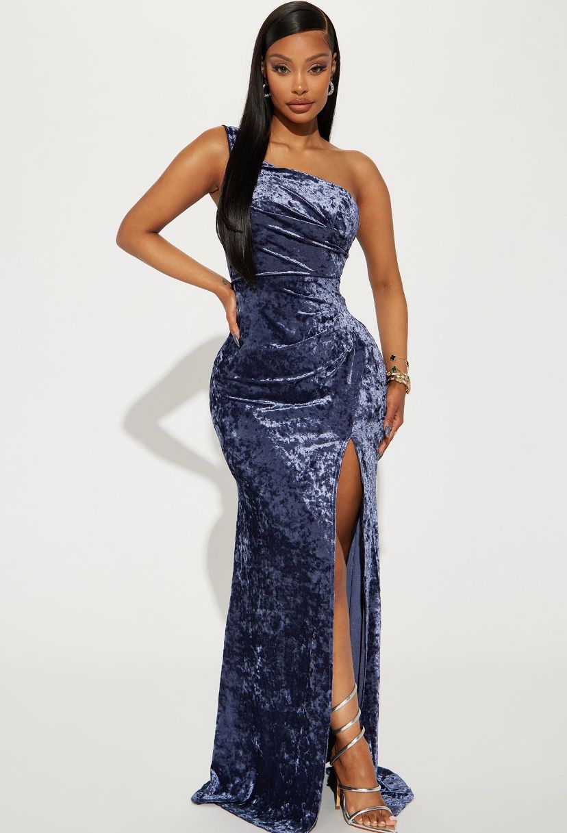 Formal Blue Velvet Dress 