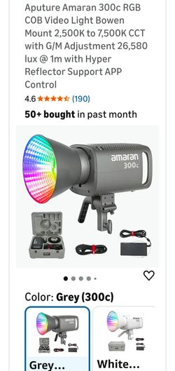 Aputure Amaran 300c RGB COB Video Light Bowen Mount 2,500K to 7,500K CCT with G/M Adjustment 26,580 lux @ 1m with Hyper Reflector Support APP Control