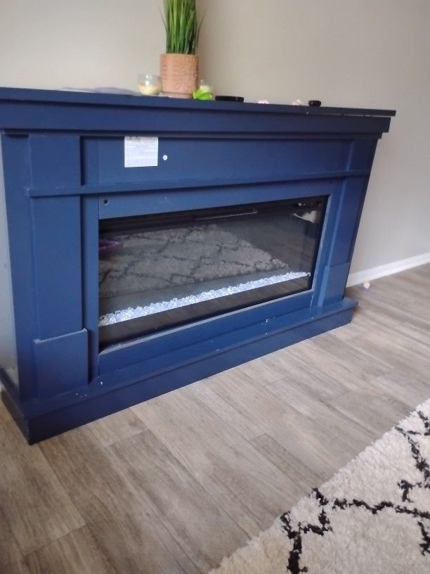 Navy Blue Electric Fireplace