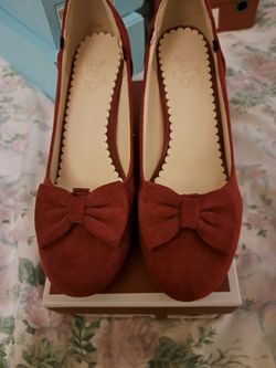 VJV-Dark red suede 2 1/2inch heeled women's dress shoe