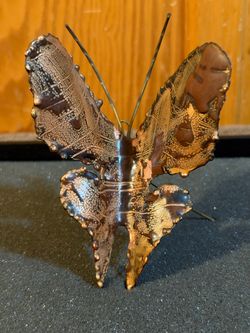 Mid Century Modern Brutalist Copper Butterfly Wall Art