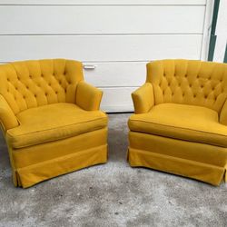 Pair Of Vintage Mustard Yellow Armchairs