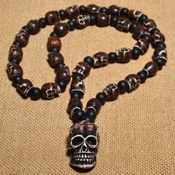 Uniquely Crafted Punk Rock Style Resin Brown Skull 25.65" 💀 Pendant Necklace 