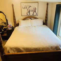  Antique Wood King Bedroom Set