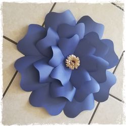 Navy Blue Giant paper flowers