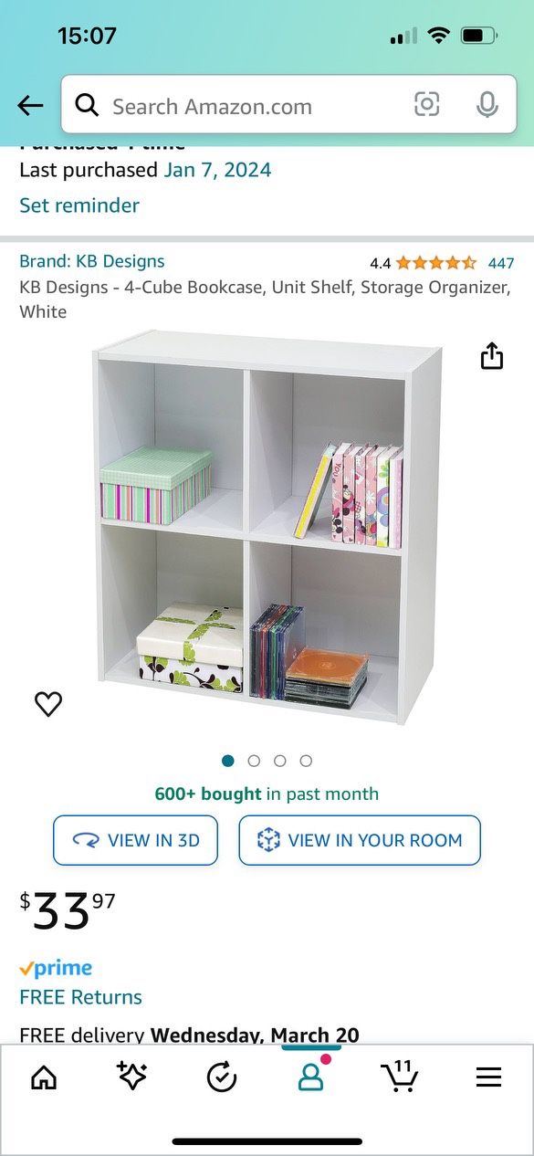 Unopened 4 Cube Bookcase