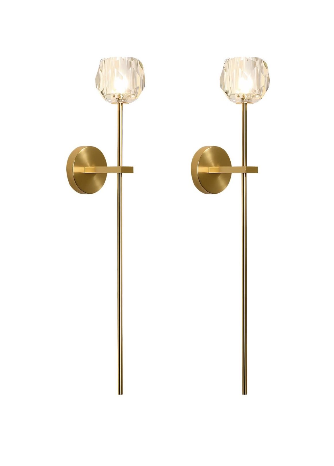 Crystal Wall Sconces (Set of 2) – Elegant Gold Design