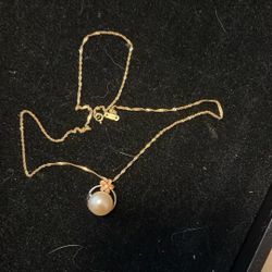 14k Necklace With 925/18k Charm With Pearl