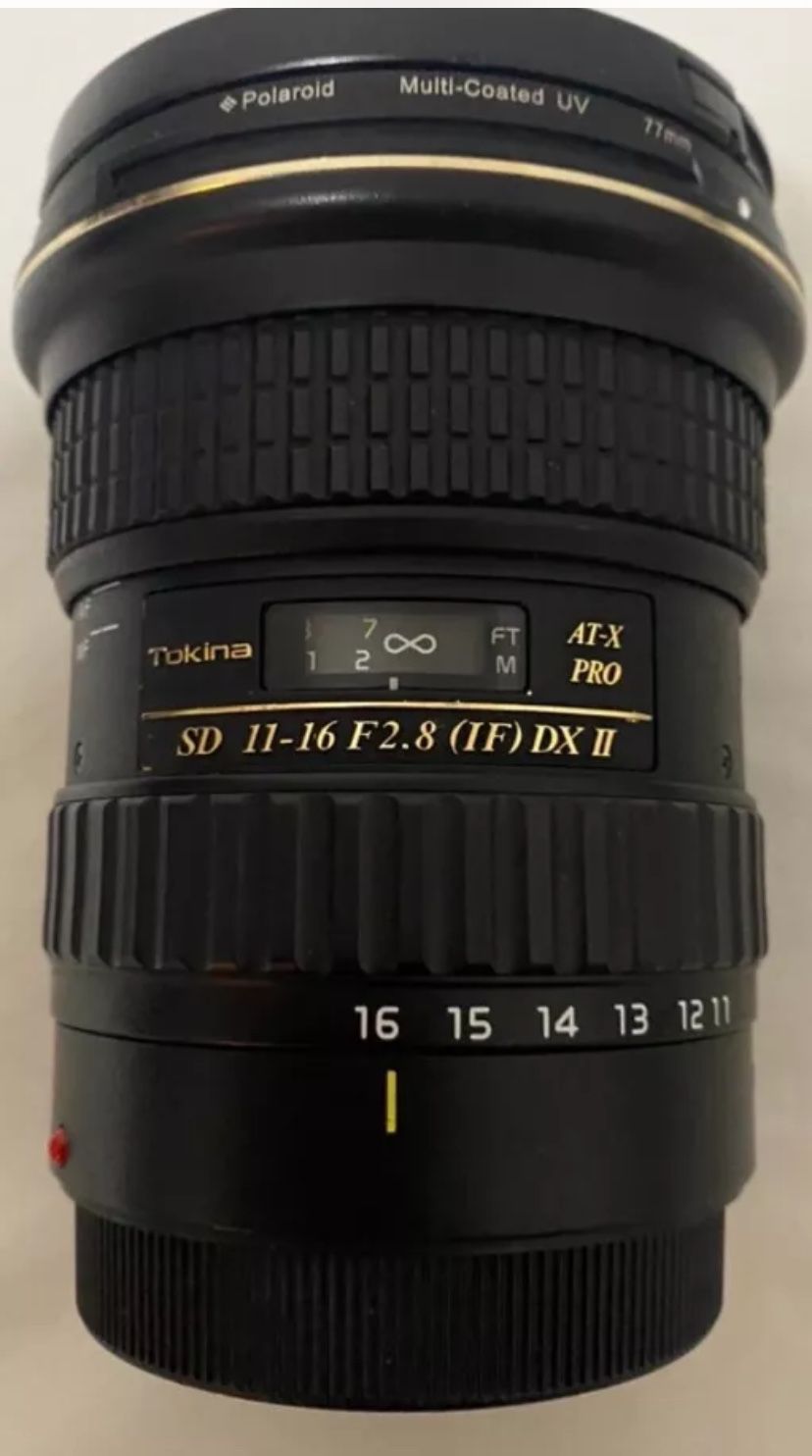 Tokina AT-X 116 PRO DX-II 11-16mm f/ 2.8 Lens for Canon Mount w/ Lens Covers.