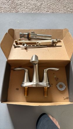Brushed Nickel Two-Handle Bathroom Faucet with Hardware