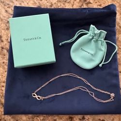 TIFFANY & CO Infinity Pendant 16" Sterling Silver Double Chain! 