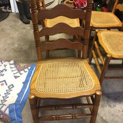 High back Oak Cane Chairs