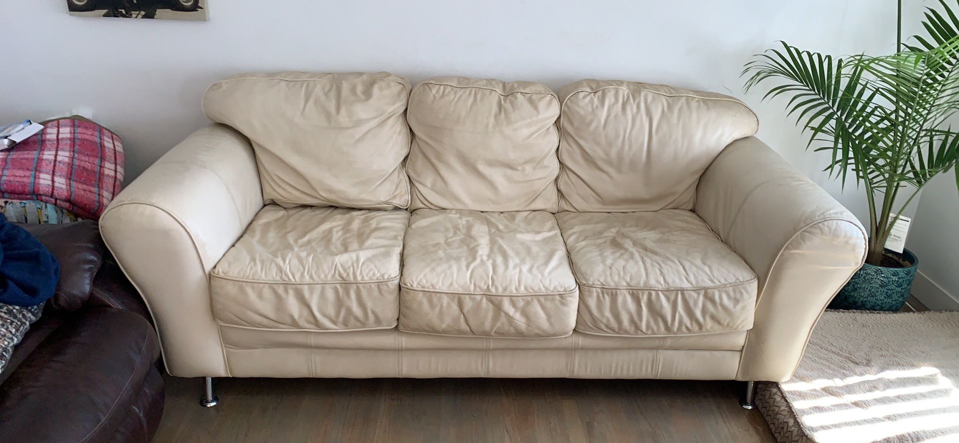 White leather couch