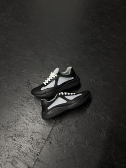 Prada Cups Black and White Low-Top Sneakers