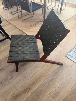 Pottery Barn Woven Leather Lounge Chair