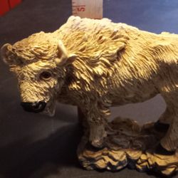Rustic White Buffalo Figurine 
