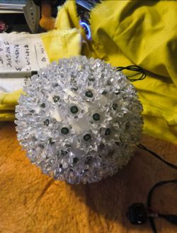 Pottery barn hanging snowball light up Christmas ornament Indoor outdoor works good