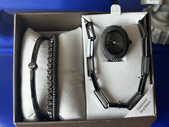 Folio women’s black ring watch neckless and bracelet set