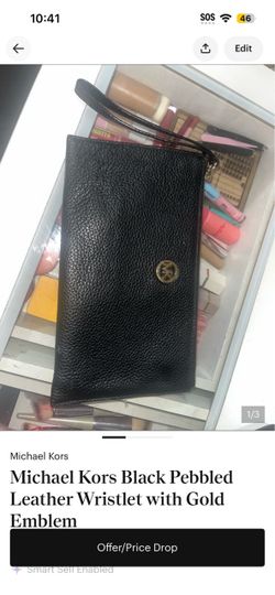 Michael Kors Black Leather Wristlet