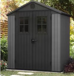 Keter 6-ft x 4-ft Darwin Durable Outdoor Gray Gable Roof Plastic Resin Storage Shed