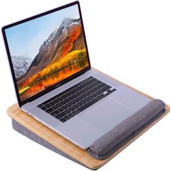 Lap Desk, Portable Bamboo Lap Desk Tray for Home Office Studens, Use as Computer Laptop Stand and Phone IPad Holder - Fits Up to 16 Inch Laptops
