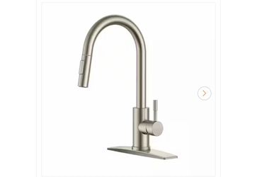Single Handle Pull Down Sprayer Kitchen Faucet with 15.27 in. 360° Spout Swivel in Brushed Nickel