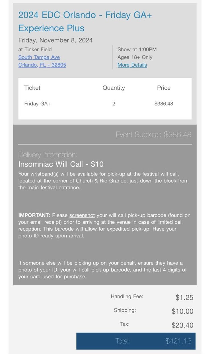 Tickets EDC just For Friday General+
