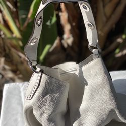 Michael Kors Large Soft Leather Satchel/Messenger Handbag Light Cream