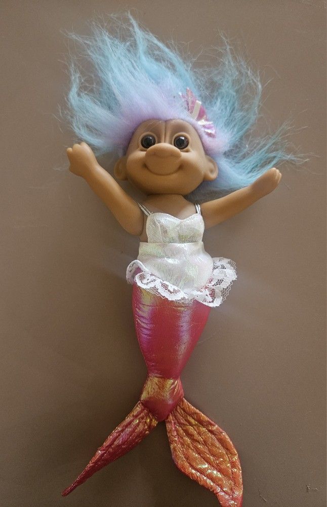 Rare 1990's Mermaid Troll Doll With Adjustable Arms And Shimmering Tail