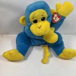TY Pillow Pals SWINGER the Blue Yellow Monkey 15” Plush Stuffed Animal Toy 1998