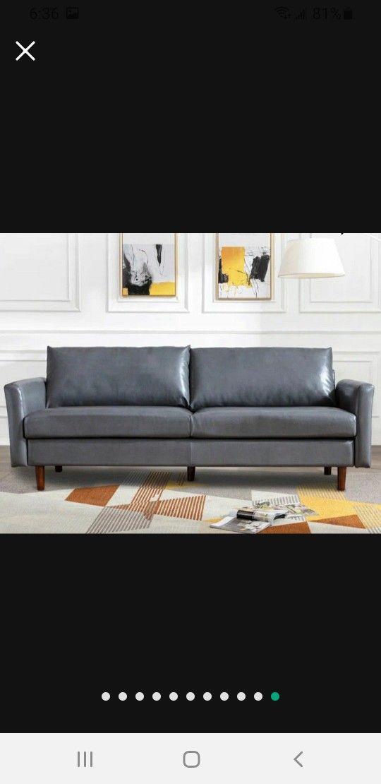 Grey Couch Faux Leather