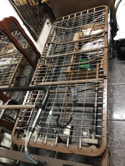 Hospital Bed. Fully Electric Hospital Bed. The Foot Of The Bed Does Not Go Up Completely For some Reasons That I Don’t Know.  Needs Two New Wheels.   