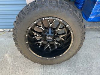 20 inch hard rock rims for Jeep Wrangler 5×127 offset pattern brand new 35 inch tires less than 300 miles on them. I have all five and yes, all five h