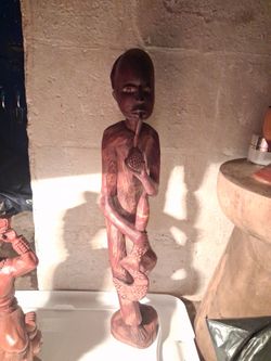 Hand-Carved Wooden African Figure Statue