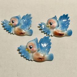 Set of 3 Vintage Lefton Bluebird Wall Packet/Plague  Excellent Condition 