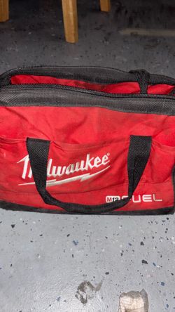 Milwaukee tool bag with sockets wrench screwdrivers,  some mixed