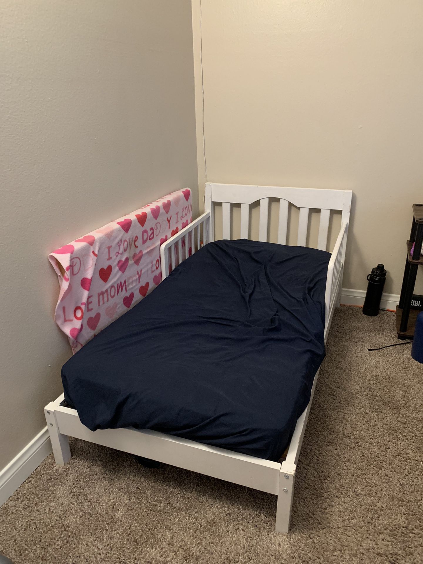 White Wood Toddler Bed With Mattress 