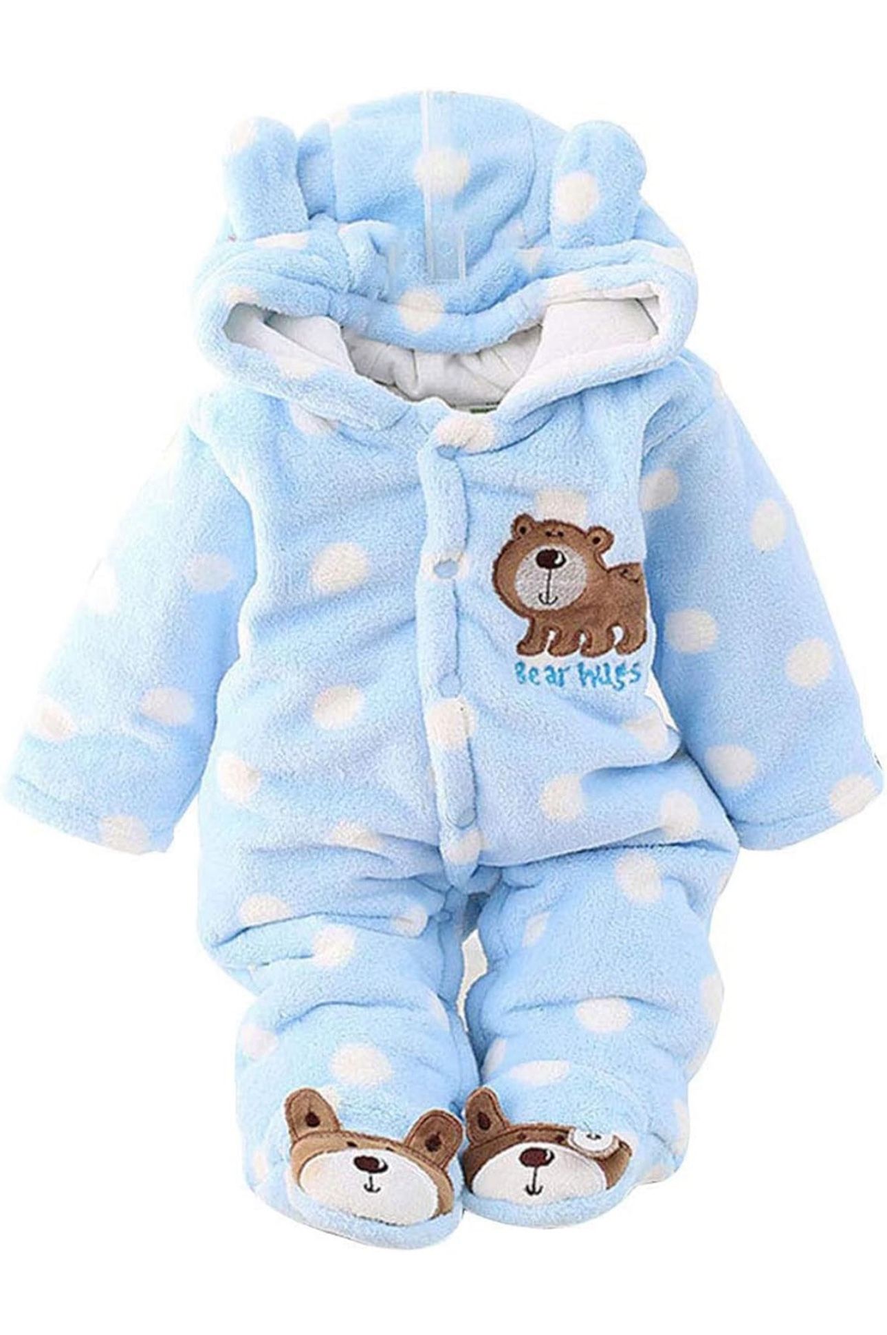 New: Baby Bear Fleece Jumpsuit/Hooded Footie Outerwear (0-3 months)