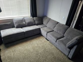 Belffin Sectional Couch with Storage Ottoman, Convertible U-Shape Sectional Couch for Living Room, Beige