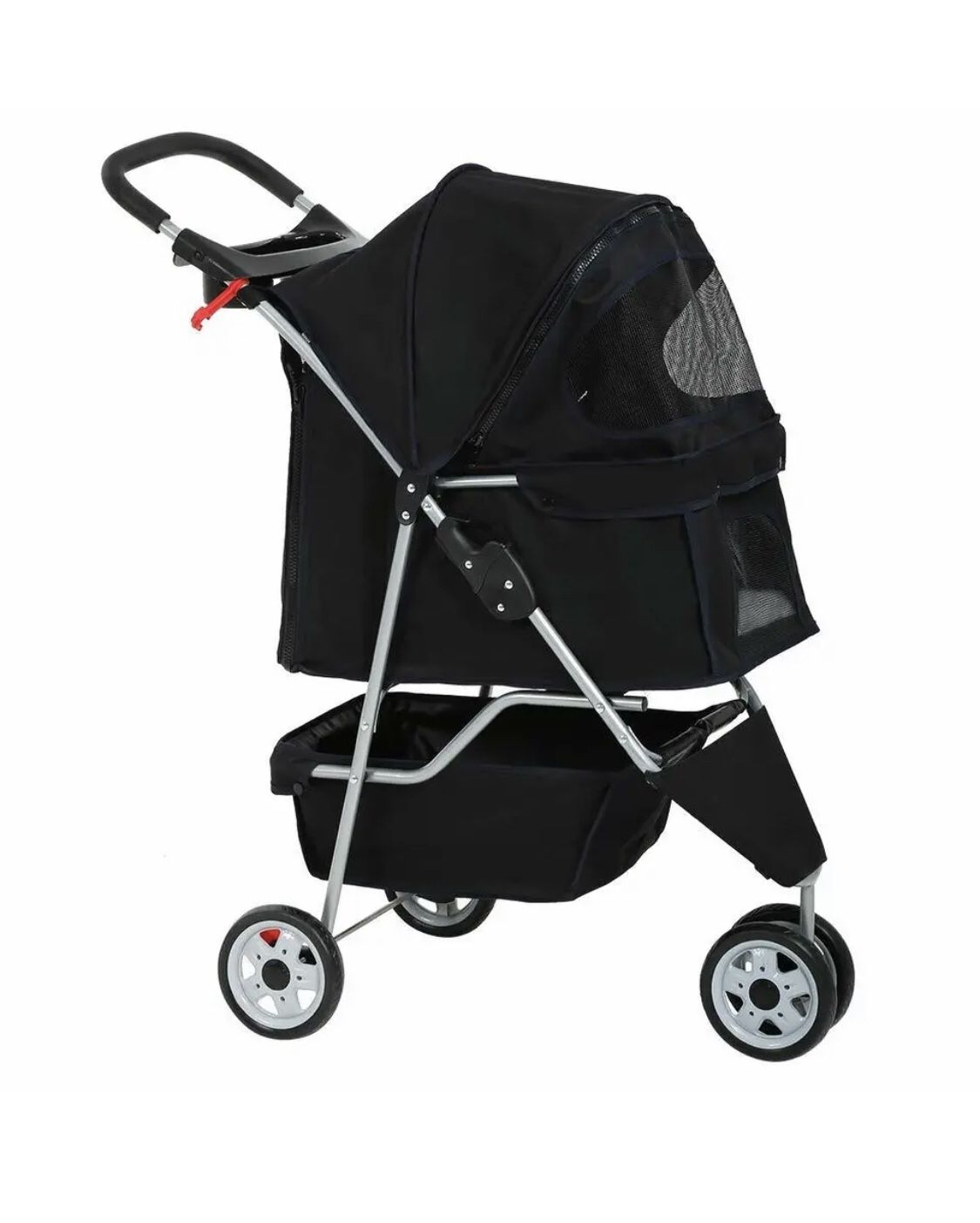 New Black Pet Stroller Cat Dog Cage 3 Wheels Stroller Travel Folding Carrier