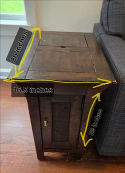 ​Rustic Wooden Charging Station End Table / Sofa Side Table